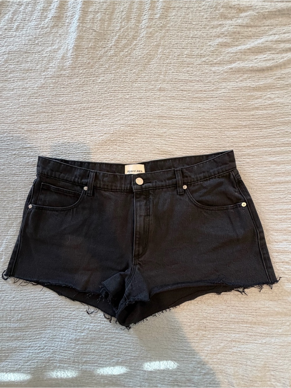 Abrand Black Frayed Hem Jean Shorts